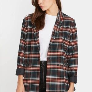 Volcom Plaid Blazer Women Size 8 Fall Academia Preppy Jacket Orange